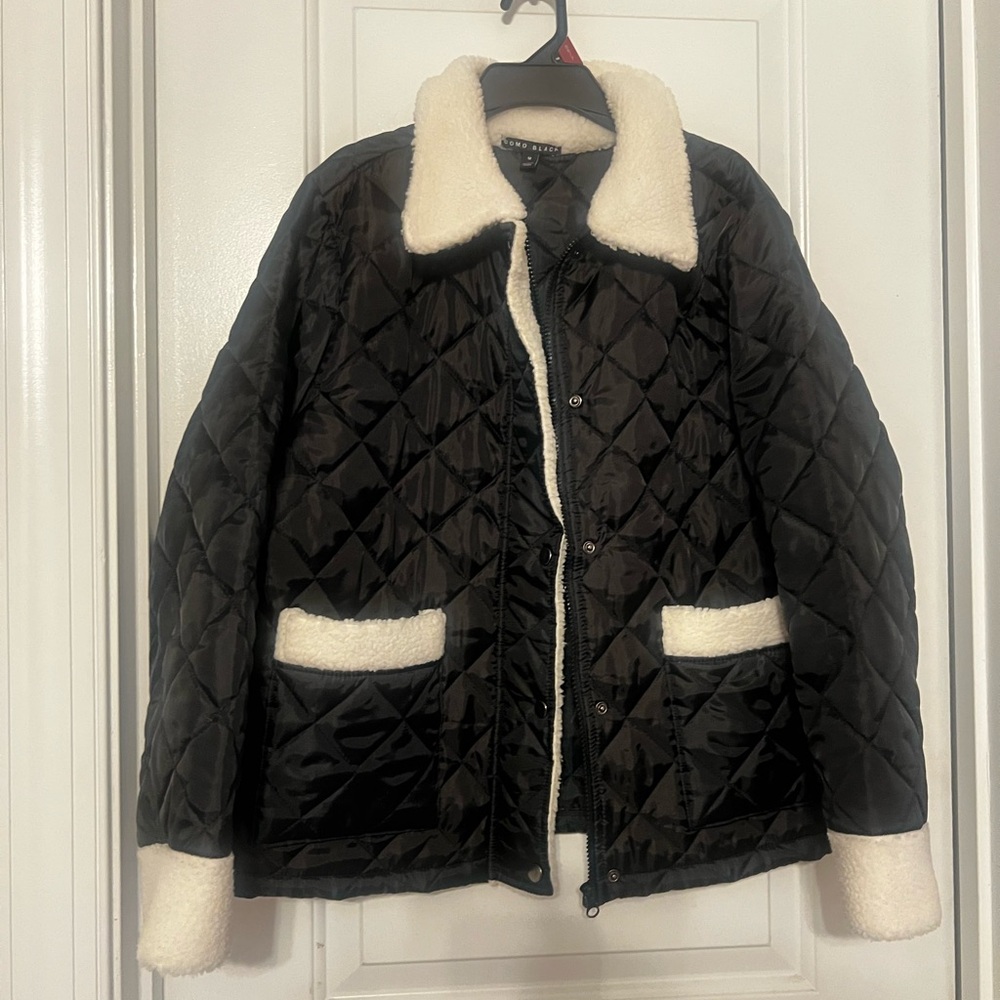 Como Black Quilted Twill Jacket | medium